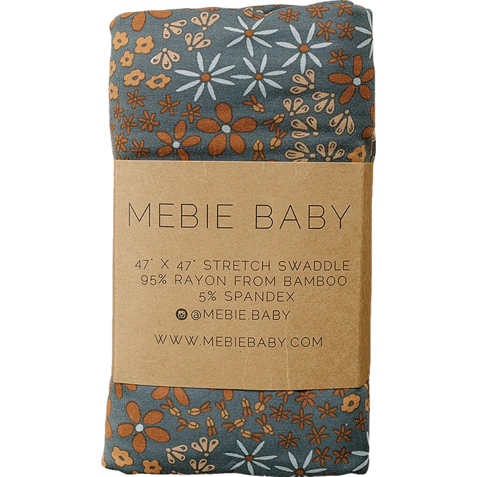 Mebie Baby - Navy Floral Bamboo Stretch Swaddle