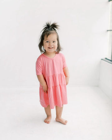 Little Lott - Charlotte Tiered Dress in Bubblegum