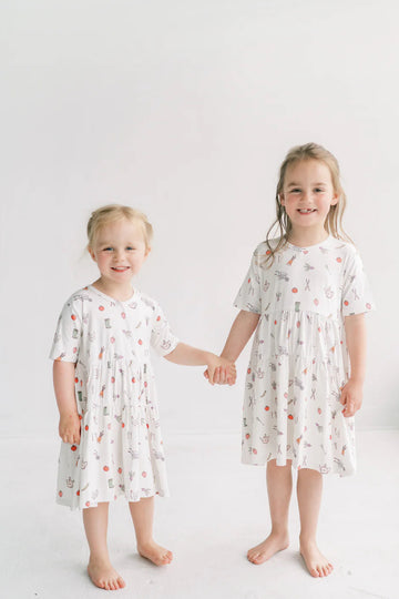 Little Lott - Charlotte Tiered Dress in Tiny Gardeners