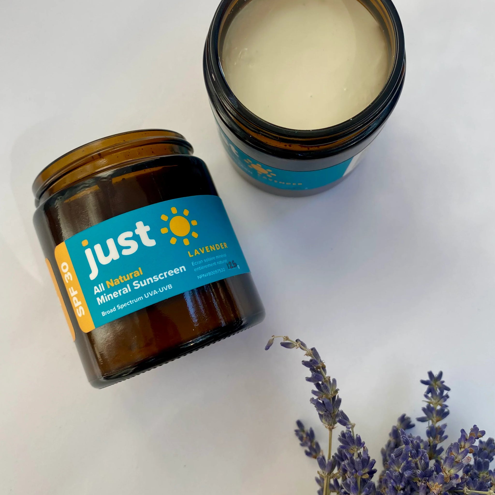 Just Sun Products - Lavender Sunscreen - 4oz Glass Jar