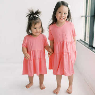 Little Lott - Charlotte Tiered Dress in Bubblegum