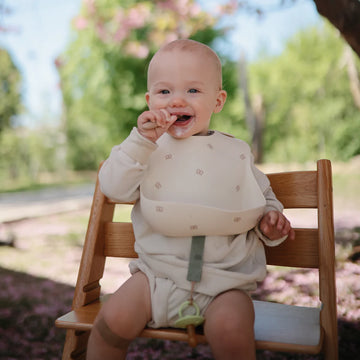 Mushie - Silicone Baby Bib - Silver Sage