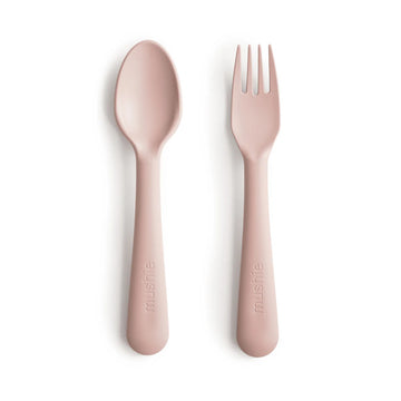 Mushie - Dinnerware Fork and Spoon Set - Blush