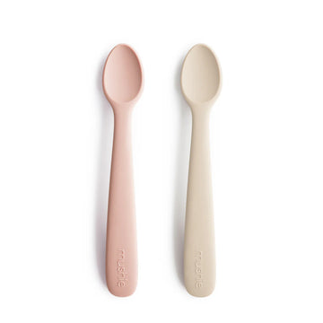 Mushie - Silicone Feeding Spoons 2-Pack- Blush/Shifting Sand