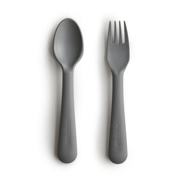 Mushie - Dinnerware Fork and Spoon Set - Smoke