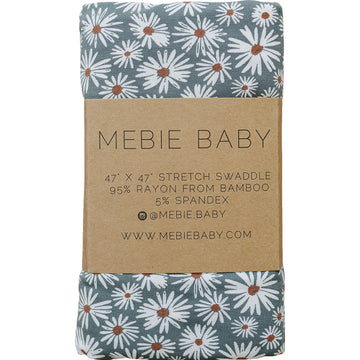 Mebie Baby - Dark Green Daisy Bamboo Stretch Swaddle